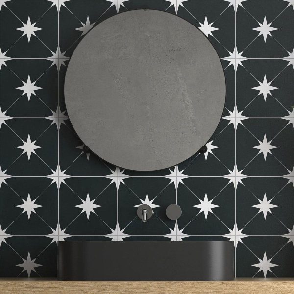 Starlight Black and White Encaustic Porcelain Tile Online Sale