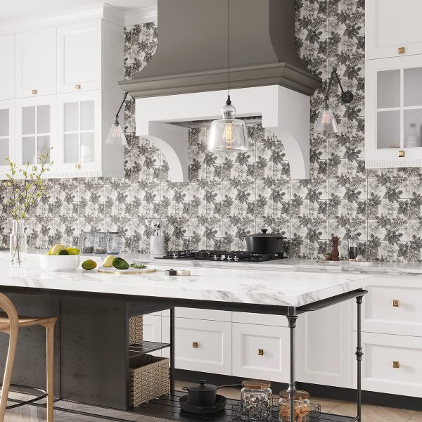 Bluma Floral Gray Etched Marble Mosaic For Discount - Image 4