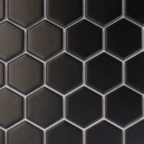 2   Black Matte Hexagon Porcelain Mosaic For Cheap - Image 3