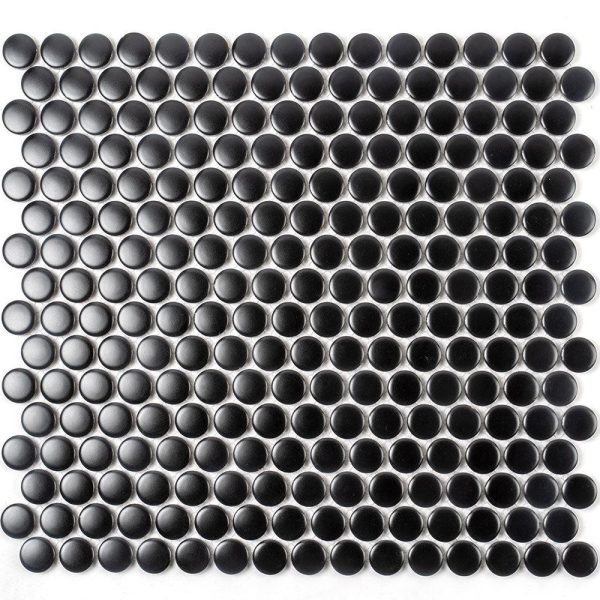 Matte Black Buttons Porcelain Penny Round Tile Sample Online now