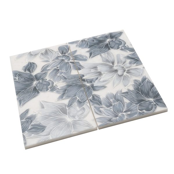 Bluma Floral Blue Etched Marble Mosaic For Cheap - Image 5