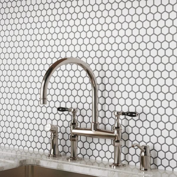 1   White Matte Hexagon Porcelain Mosaic Online now