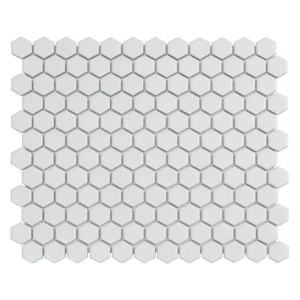 1   White Matte Hexagon Porcelain Mosaic Online now - Image 2