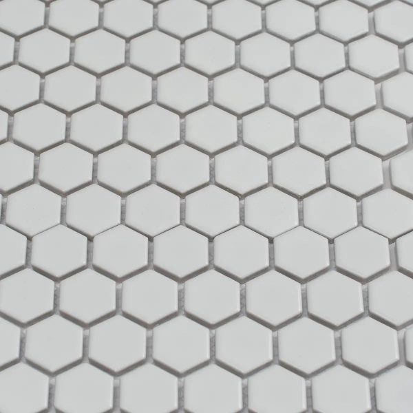 1   White Matte Hexagon Porcelain Mosaic Online now - Image 3
